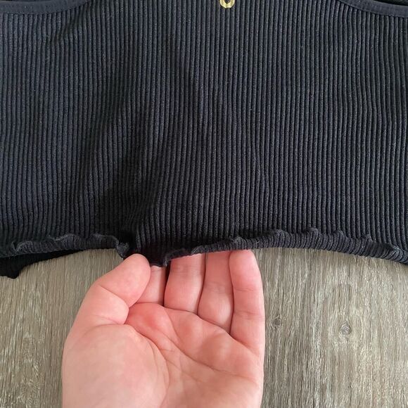 Spiritual Gangster Black Ribbed Built in Bra Crop Tank - Size: M/L - Picture 5 of 5